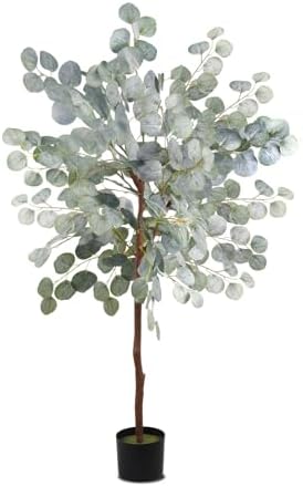 Artificial Eucalyptus Tree 4FT with White Silver Dollar Leaves by NOXINDADECOR