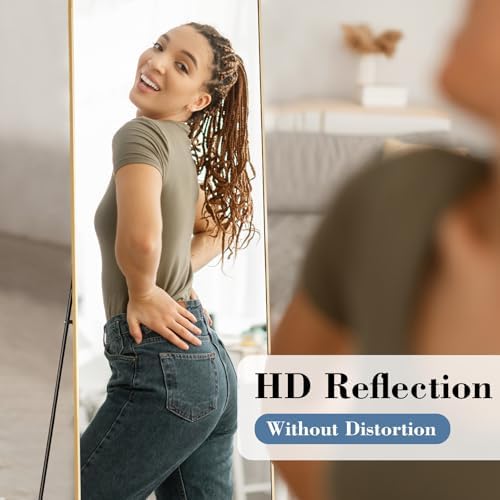 DUMOS 56"x15" Full Length Mirror with Stand, Full Body Floor Mirror - Image 2