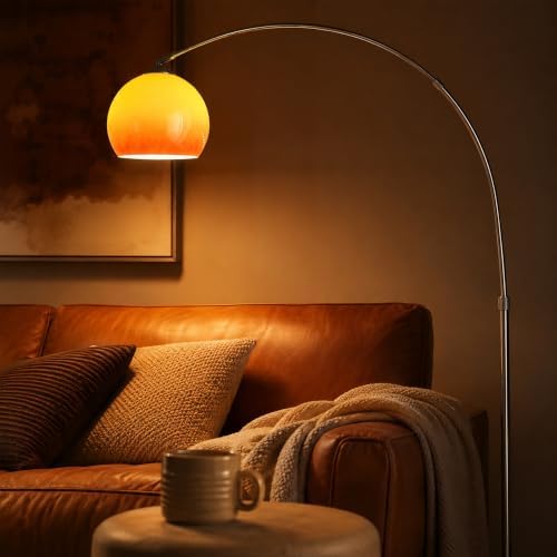 Mid Century Modern 72IN Orange Glass Arch Floor Lamp for Living Room - Image 6