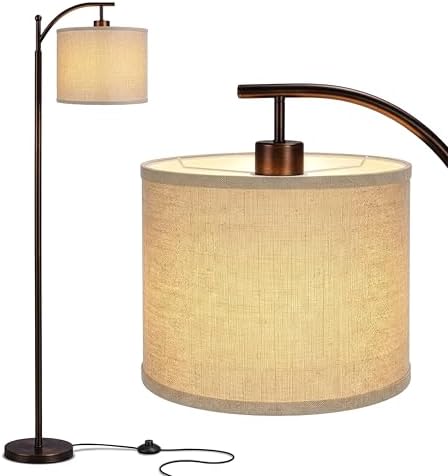 Brightech Montage LED Floor Lamp – Modern Floor Lamp for Living Rooms & Office with Arc Hanging Shade – Standing Lamp for Bedroom Reading, Mid-Century Pole Light for Farmhouse Style - Bronze by Brightech