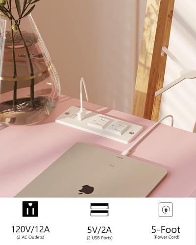 JOONEE Nightstand with Oultlet,Modern Bedside Table with Storage Drawer and Open Wood Shelf, for Living Room, Bedroom and Small Spaces, Accent Night Stand with Solid Wood Legs, Easy Assembly,Pink - Image 4