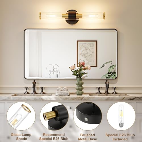 Black Gold Battery Operated Wall Sconces Set of 2, Wireless Sconce Light - Image 4