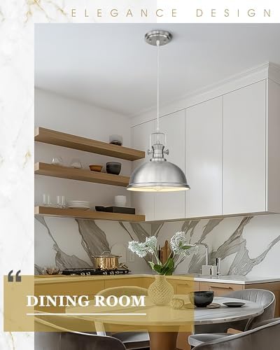 11.5" Brushed Nickel Pendant Light for Kitchen Island, Metal Shade - Image 6