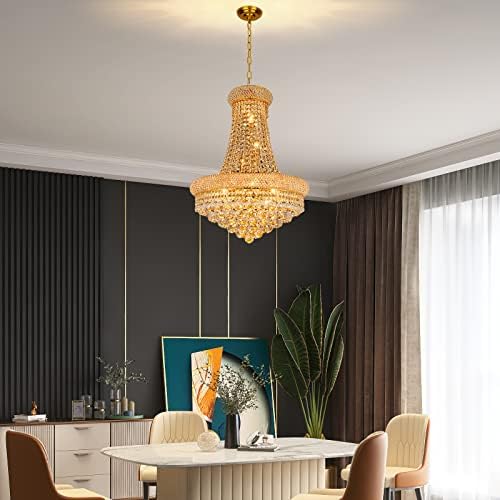 Gold Crystal Chandeliers for Dining Room，12-Lights D22 Inch - Image 2