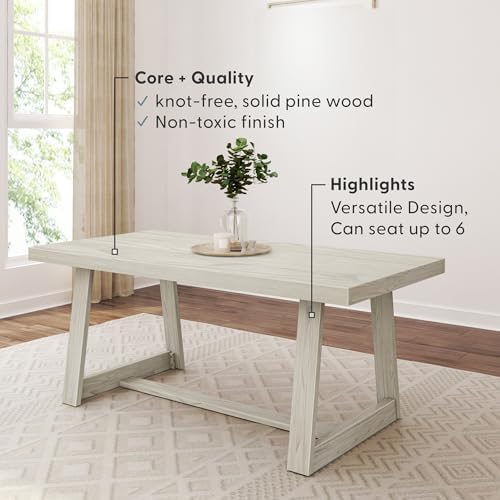 Plank+Beam Classic 72 Inch Dining Table, Rectangular, White Sand Wirebrush - Image 3