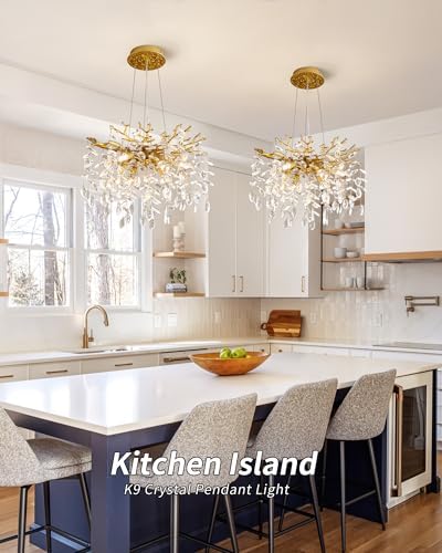 Modern Tree Branch Crystal Chandelier Luxury Gold Crystal Pendant Lighting 18" Contemporary 6-Light Chandeliers for Dining Room Kitchen Bedroom Living Room - Image 6