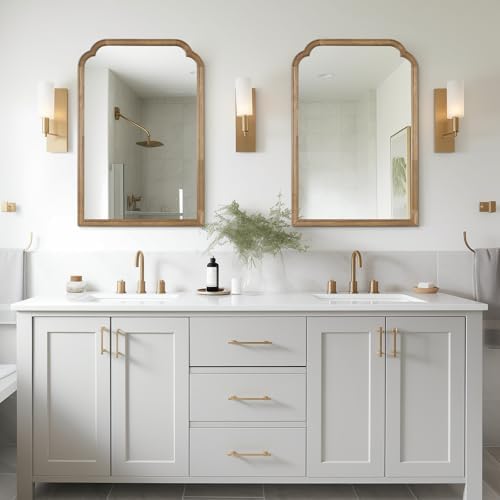 WallBeyond Wood Bathroom Mirrors for Wall Mounted, 24" x 36" Rustic Wood Frame Wall Mirrors Decorative for Living Room or Bedroom Vanity Mirror, Honey-Colored - Image 2