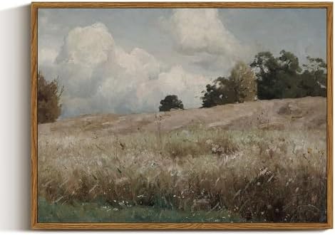 InSimSea Framed Canvas Wall Art Vintage Decor, Landscape Paintings Wall Decorations for Living Room, Retro Wall Art for Bedroom Office Decor, Grassland Classical Painting Prints Room Decor, 12"x16" by InSimSeaArt