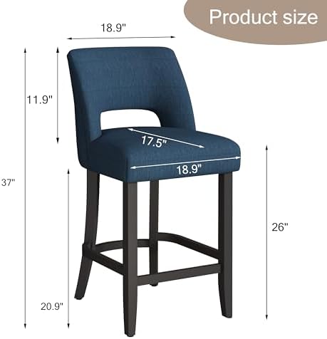 VKNOW Bar Stools Set of 4, 26" Upholstered Counter Height Bar Stools - Image 2