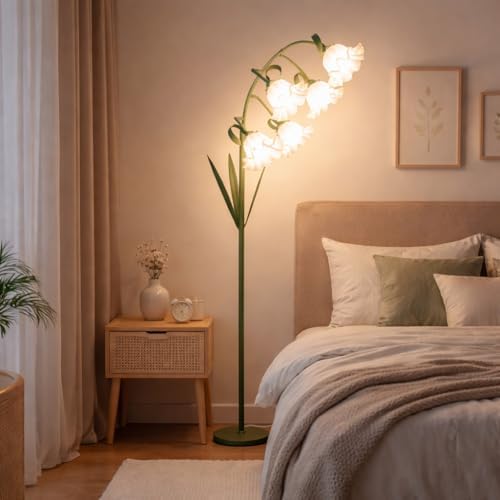 Flower Floor Lamp for Living Room, Arc Floor Lamp with 5 E26 LED Bulbs, Cute Green Floral Standing Lamp with 3 Color Modes, Foot Switch, Tall Modern Lamp for Kids Girls Bedrooms - Image 6