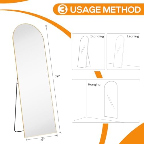 16"x59" Arched Mirror Full Length, Upgraded Body Wall Mirrors - Image 3