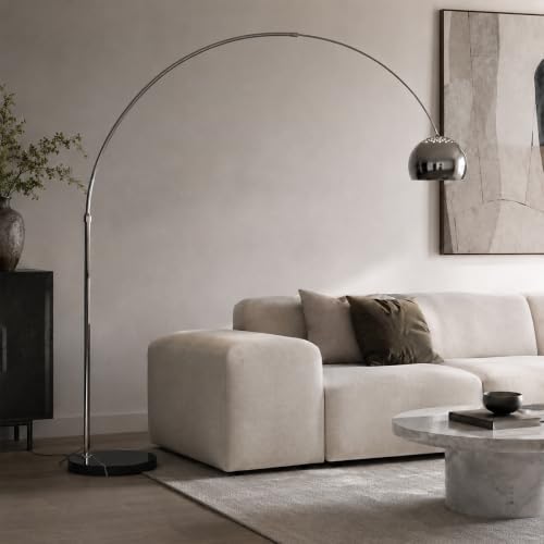 82" Modern Arc Floor Lamp, Arc Chrome Floor Lamp with Marble Base - Image 7