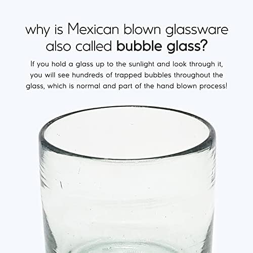 Clear Blown 8 oz DOF Rocks Glasses (set of 6) - Hand Blown Mexican Glassware Recycled Glass Drinking Glasses for Water, Juice, Margarita, Cocktails & Whiskey, Toxin Free - Image 3
