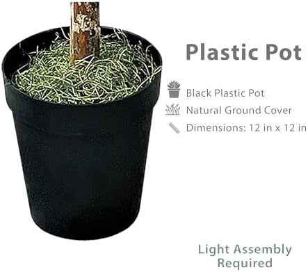 LCG Florals 8ft Artificial Ficus Tree in Black Plastic Pot - Real Wood Trunk, No Maintenance Indoor Faux Plant - Living Room, Home & Office Decor - Image 4