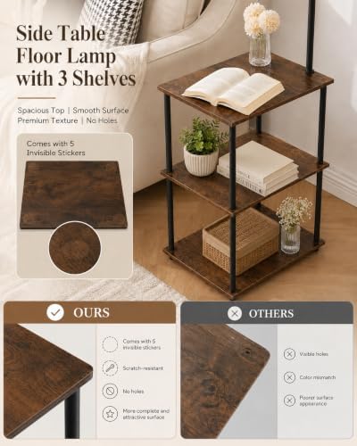GERGO Floor Lamp with Table, Side Table for Living Room, 3 CCT 9W LED Bulb - Image 3
