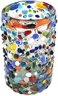 Confetti Rocks 9 oz Juice Glasses (set of 6) Mexican Handmade Multicolor Glassware, Recycled Glass, Lead-free, Toxin-Free (Juice) by MexHandcraft