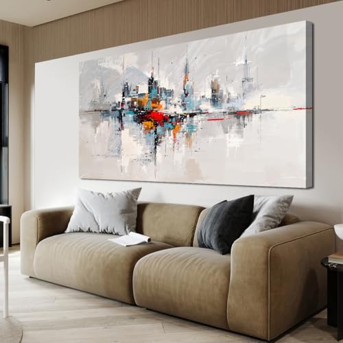Large Abstract Wall Art Decor Wall Art Pictures for Living Room Abstract Canvas Art Wall Decor Modern Colorful Wall Art Prints Contemporary City Wall Art Decorations Bedroom Office Home Decor 24" X 48" by TQJYILUFAART