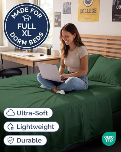 Full XL Sheets - 4 Piece Full XL Sheet Set - Soft & Cooling - Emerald Green - Image 2