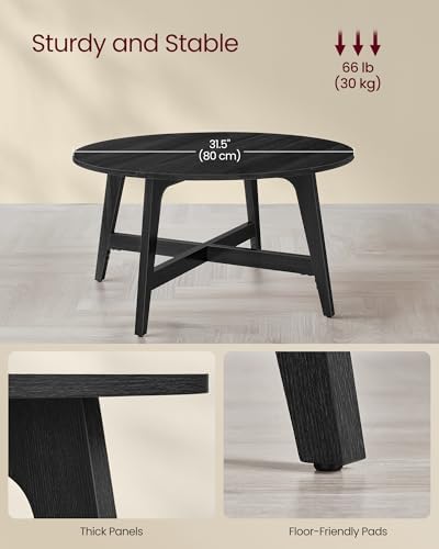 VASAGLE Round Coffee Table, 31.5-Inch Center Table, Tapered Legs - Image 5