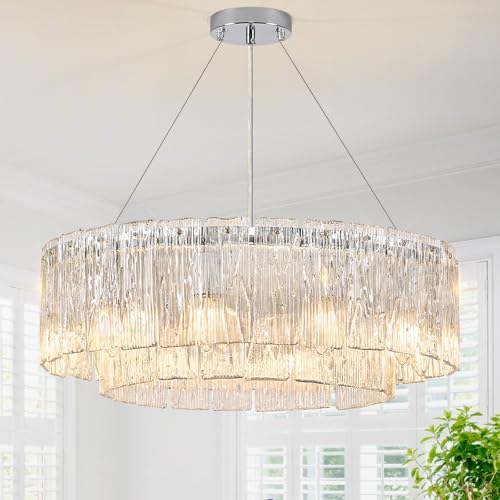 CATINER Modern 24" Crystal Glass Chandelier 10-Light Chrome Chandeliers by CATINER
