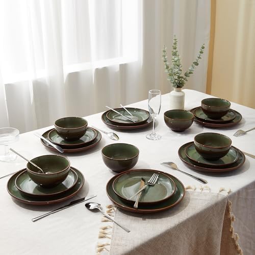 Pokini Stoneware Dinnerware Sets for 6, 24pcs Plates and Bowls Sets Dishes - Image 6