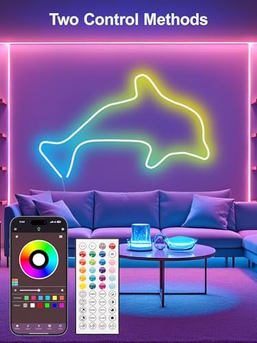 RIYO 20FT Neon Rope Lights App Remote Music Sync for Indoor Decor - Image 3