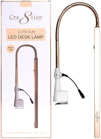 Cre8tion Ultra-Slim LED Desk Lamp, Champagne Gold, 12 W Task Light by Cre8tion