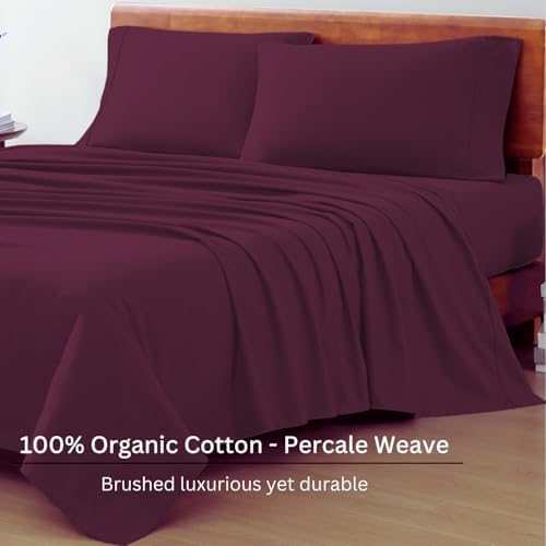LANE LINEN Full Size Sheet Set 100% Organic Cotton Soft 4pc - Windsor Wine - Image 3