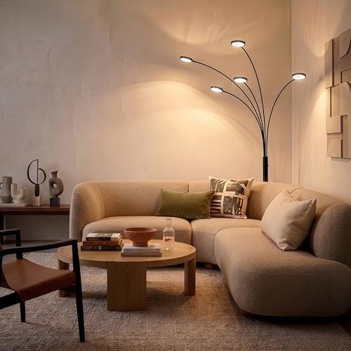 Brightech Orion Arc Floor Lamp for Living Room, Dimmable Tree Floor Lamp with 5 Adjustable Arms, Multi-Head Standing Lamp with Flexible Rotating LEDs for Bedroom - Bright Hanging Lighting - Black - Image 6