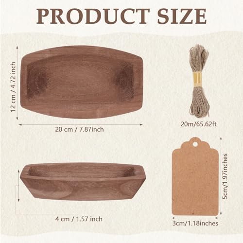 Tioncy 12 Set Wooden Dough Bowls for Decor Bulk, Small,Boat Shape - Image 2