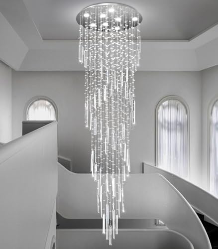 D24'' x H78'' Modern Crystal Chandelier High Ceiling Chandeliers for Entryway Glam Chandelier Large Raindrop Chandeliers LED Dimmable Light Fixtures for Staircaes Foyer Hallway Living Room - Image 6