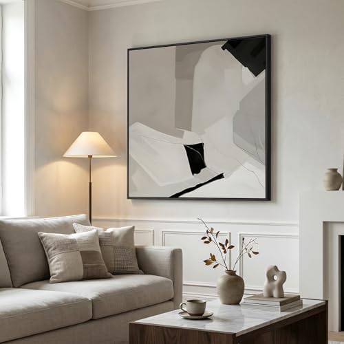 Extra Large Framed Black White Abstract Wall Art for Living Room, 40x40 In - Image 4