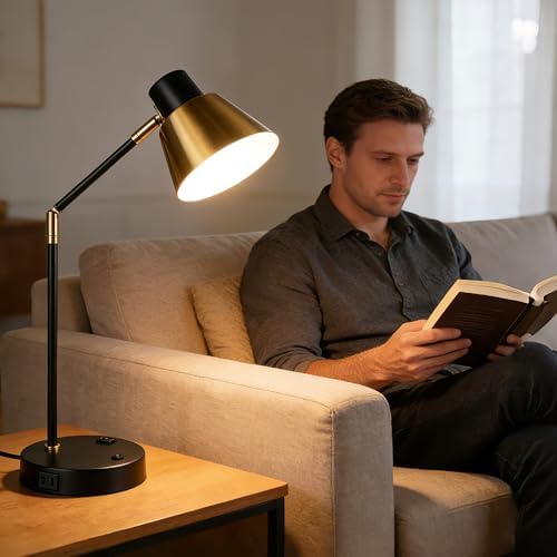 Modern Desk Lamp with USB & AC Outlet,270° Swivel (Bulb Not Included) - Image 6