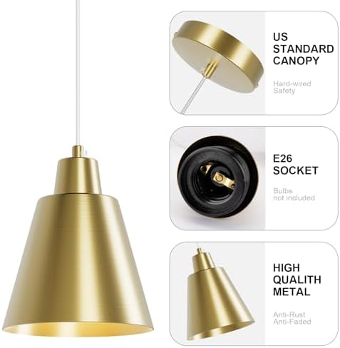 Black Pendant Light Kitchen Island, Hanging Kitchen Lights, 3-Pack - Image 5