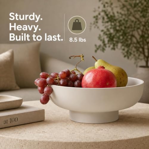 12" Concrete Fruit bowl for Kitchen Counter, Coffee Table Decor, Decorative Key Bowl, Home Décor Accents, Kitchen Counter Decor Grey - Image 2