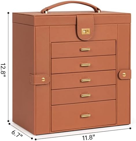 AKOZLIN 6-Tier Jewelry Box Organizer 5 Drawers Storage Extra Large Orange - Image 3