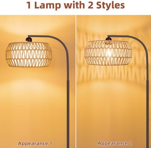 Brilvibera Rattan Standing Lamp with Remote and Dimmable Bulb Bronze - Image 2