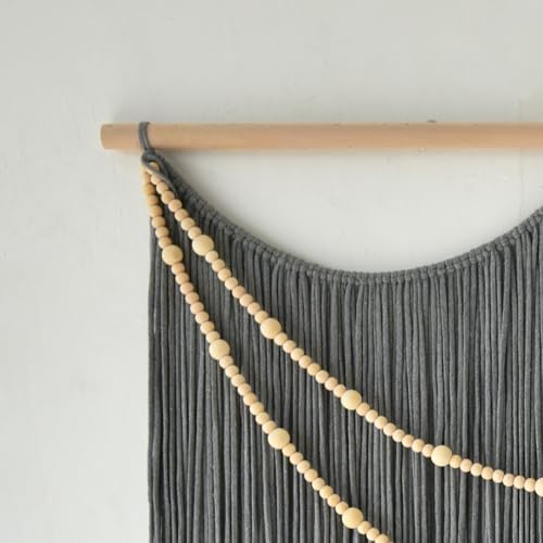 Large Macrame Wall Hanging Grey Boho Wall Art Beaded Decor 57"W*39"L - Image 6
