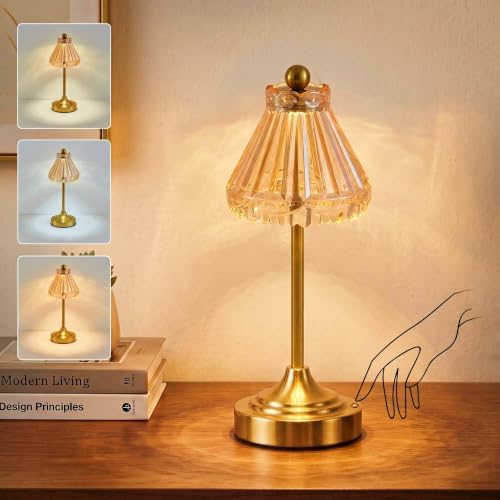 Cordless Small Table Lamp, 5200mAh Rechargeable Glass Lamp - Image 6