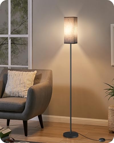 Floor Lamp, Pole Lamp with Foot Switch, Modern Standing Lamp Shade, Minimalist Freestanding Lamp (Bulb Not Included), for Living Room, Bedroom Office ETL Listed, Black B07LD05 - Image 2