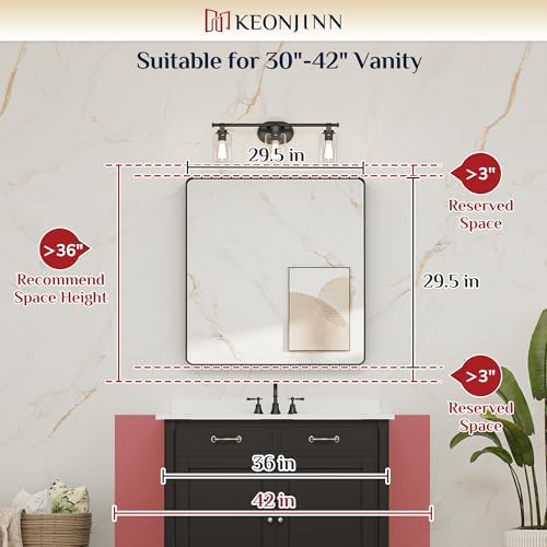 Keonjinn 30 x 30 Inch Brushed Nickel Bathroom Mirrors for Over Sink - Image 6