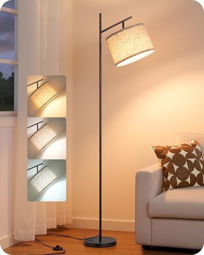 EDISHINE Modern Black Floor Lamps for Living Room, 64.7" Arc Standing Lamp by EDISHINE