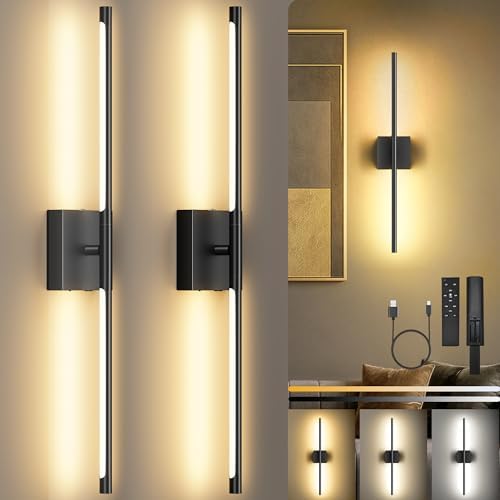 10000mAh Rechargeable Wall Lights, Black, 29 Inch, 3CCT, 2 Pack by Unknown