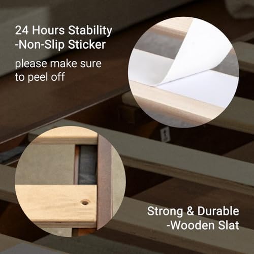 LIFEMENT Queen Bed Frame Signature Wood Platform, Noise Free, Under Bed Storage, No Box Spring Needed, Easy Assembly, Cherry - Image 6