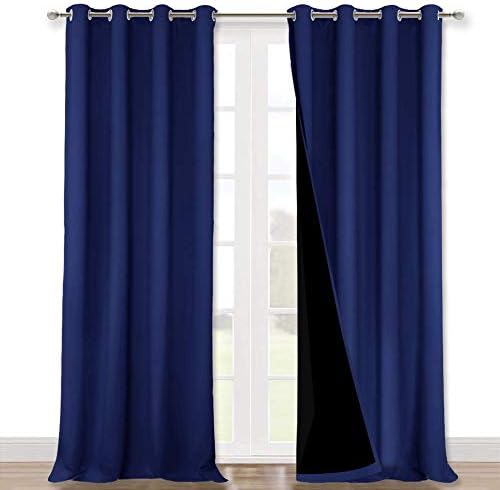NICETOWN Full Shading Curtains 90" Long 2 Panels Set for Windows, Royal Blue, Pack of 2, 52" W, Super Heavy-Duty Black Lined Blackout Curtains for Bedroom, Privacy Assured Window Treatment by NICETOWN