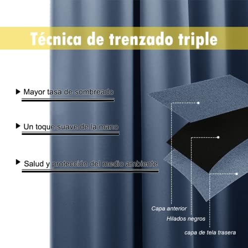 NICETOWN Cold Reducing Curtains, 100% Sun Blocking Curtains, Sound Proof Drapes with Black Backing, Full Light Blocking Panels for Patio Sliding Door (Stone Blue, 1 Pair, 55 inches x 102 inches) - Image 6