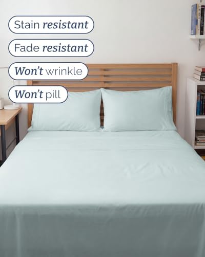 Full XL Sheets - 4 Piece Full XL Sheet Set - Cool & Breathable - Ice Blue - Image 5