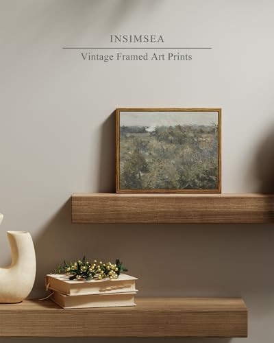 InSimSea Framed Canvas Wall Art, Vintage Landscape Painting, Rustic Nature Scenery Decor for Living Room Shelf Hallway,10x8in, Neutral Tones - Image 2