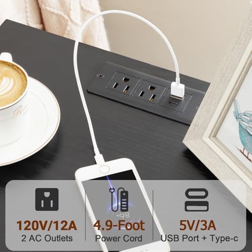 LOAKEKEL Nightstands Set of 2, LED Night Stand with Charging Station - Image 4