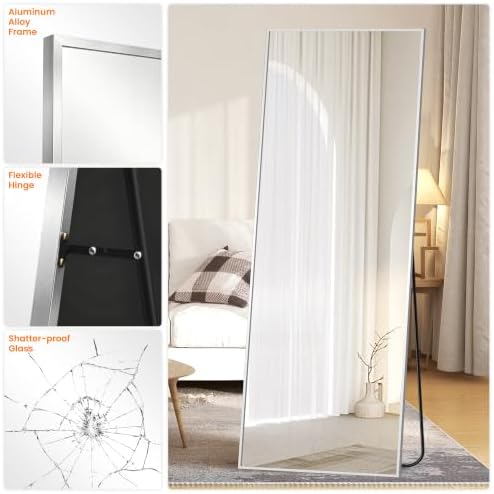 Full Length Floor Mirror 70"x24", Large Standing Body Mirror, Silver - Image 7